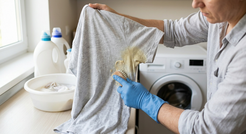 Gele zweetvlekken uit kleding verwijderen: 7 methoden die werken